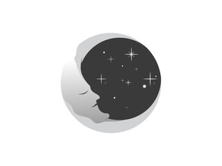Fototapeta na wymiar Moon and stars logo icon design template elements. moon logo design