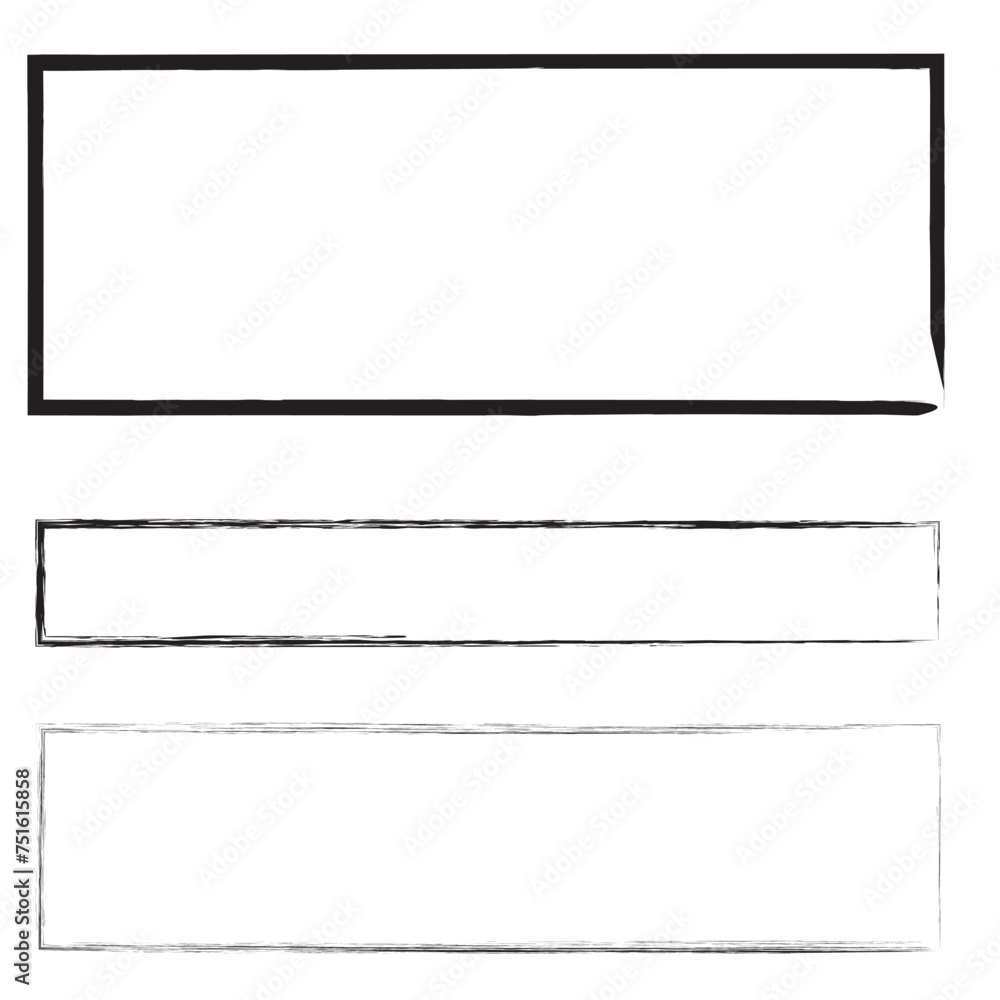 Poster grunge square and rectangle frames. ink empty black boxes set. rectangle borders collections. rubber