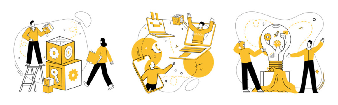 Cooperative work vector illustration. Corporate synergy thrives on foundation teamwork, communication, and unity The cooperative work metaphor paints picture successful and thriving business