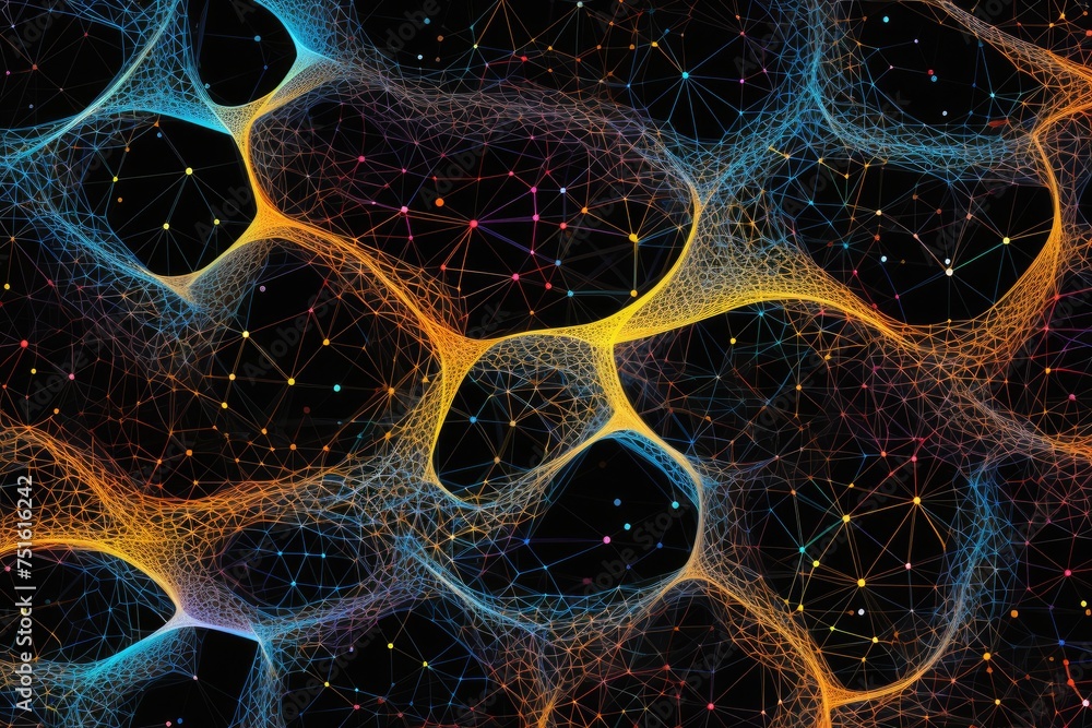 Poster ai-inspired neural network pattern. abstract neural network inspired artwork, ai generated