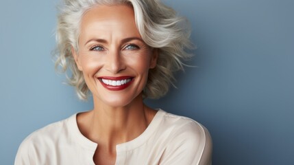 portrait of happy and laughing middle aged pretty woman - 751616642