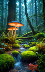 Fantasy Mushroom Landscape - Rain Forest