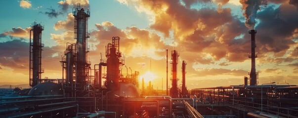 Industrial landscape at sunset