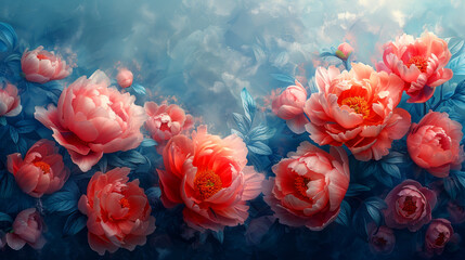 Vibrant Peony Blossoms in Full Bloom Showcasing Natural Beauty and Botanical Perfection