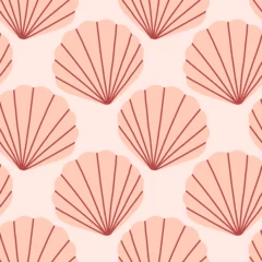 Fototapeten Sea shells seamless pattern. Trendy pattern of seashells for wrapping paper, wallpaper, stickers, notebook cover. © spirka.art