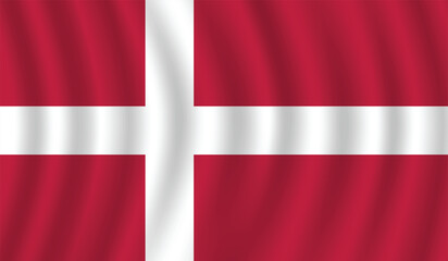Obraz premium Flat Illustration of Denmark flag. Denmark national flag design. Denmark Wave flag. 
