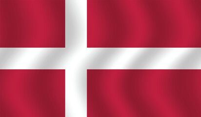 Obraz premium Flat Illustration of Denmark flag. Denmark national flag design. Denmark Wave flag. 
