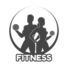 Fitness Logo Design Template,design for Gym and Fitness Club with athletic man and woman