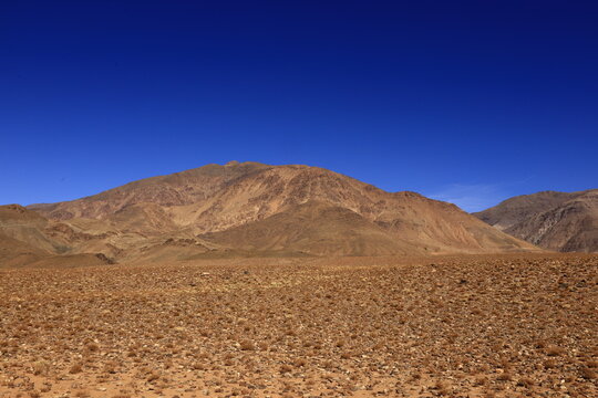 View on a mountain in the High Atlas  which is a mountain range in central Morocco, North Africa, the highest part of the Atlas Mountains