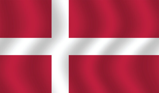 Flat Illustration of Denmark flag. Denmark national flag design. Denmark Wave flag.
