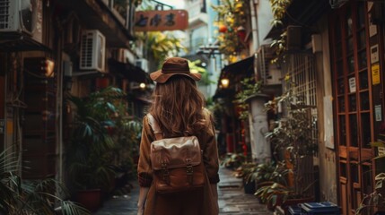 Young beautiful female traveler lost in the city