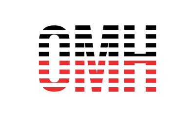 OMH three initial letter iconic line negative space minimal logo design vector template. monogram, abstract, wordmark, business, typography, minimalist, brand, company, flat, modern, unique, simple