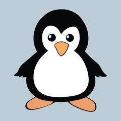Cute Happy Penguin Cartoon Icon Illustration. Animal Nature Icon Concept Isolated