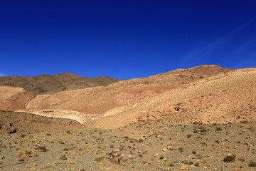 View on a mountain in the High Atlas  which is a mountain range in central Morocco, North Africa, the highest part of the Atlas Mountains