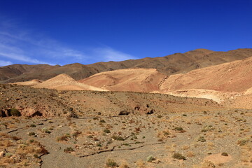 View on a mountain in the High Atlas  which is a mountain range in central Morocco, North Africa, the highest part of the Atlas Mountains