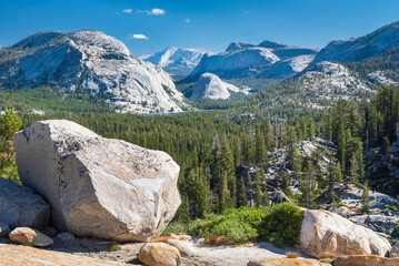 Beautiful alpine landscape along the picturesque Tioga Pass, California, USA,