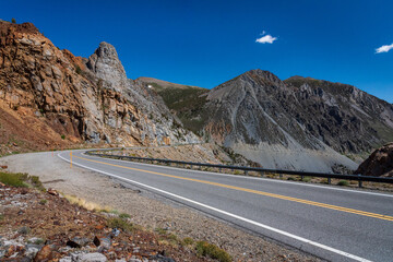 Beautiful alpine landscape along the picturesque Tioga Pass, California, USA,