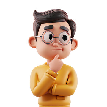 recommend clip art: man thinking emoji face character on the transparent background, character