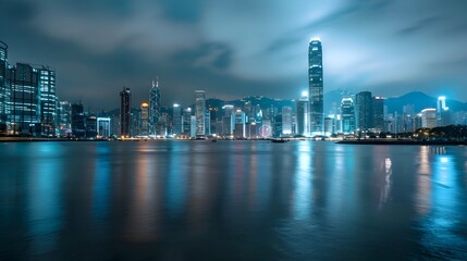 Fototapeta na wymiar Hong Kong Skyline Reflection at Night