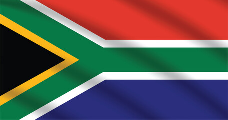 Flat Illustration of South Africa flag. South Africa national flag design. South Africa Wave flag.
