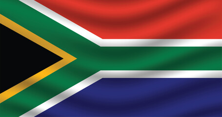 Flat Illustration of South Africa flag. South Africa national flag design. South Africa Wave flag.
