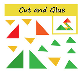 Educational paper game for kids. DIY worksheet. Cut parts of the image and glue on the paper.