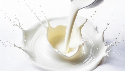 Set of Milk splash and pouring, yogurt or cream include Clipping path, 3d illustration. 