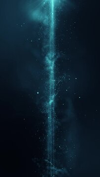 abstract background with particles, slow motion glowing particles on blue background, vertical animated backdrop, seamless 4k loop animation	