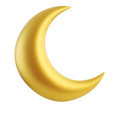 Luminous yellow crescent moon on a transparent background