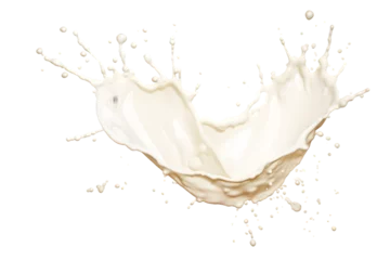 Tuinposter Watercolor milk cream splash on transparent background © Oksana