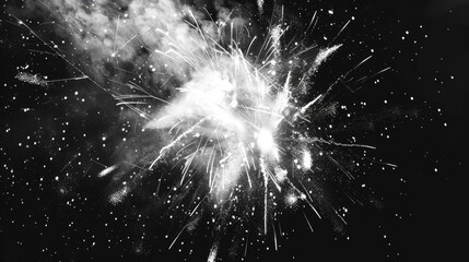 Stylish Black and White Fireworks for New Years Eve - obrazy, fototapety, plakaty