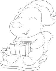 Dog Christmas Package Animal Vector Graphic Art Illustration