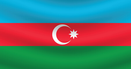 Flat Illustration of Azerbaijan flag. Azerbaijan national flag design. Azerbaijan wave flag.
