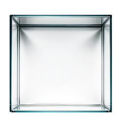 Transparent glass Box. Empty box glass without lid. Top view. AI image.