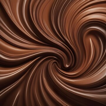 Chocolate being mixed. Chocolate delight with light waves. Top view. AI image.