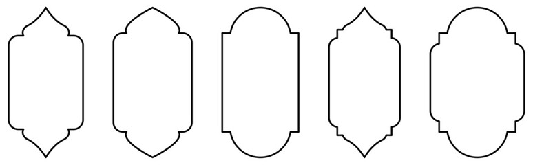 Set of outline Islamic door and window shapes. Vector illustration, EPS10