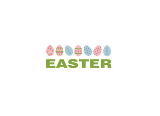 Happy Easter vector illustrations with flowers and eggs