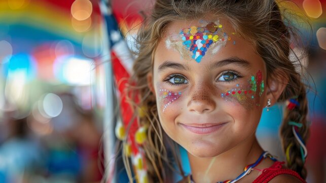 Girl with Native Australian Face Paint at a Festival