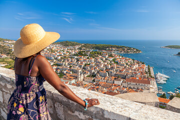 African American Woman Black Female Tourist in Hvar Croatia - 751627825