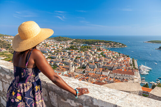 African American Woman Black Female Tourist in Hvar Croatia