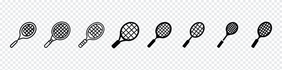 Badminton icon, Badminton racquets icon, badminton racquets or rackets icon, Badminton bat for hitting shuttlecocks in indoor sports, Badminton Flat Icon  - obrazy, fototapety, plakaty