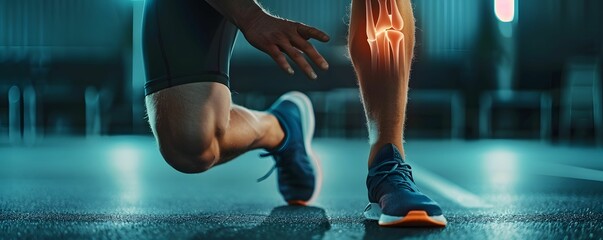 Sports medicine athlete injury prevention and recovery dynamic action - obrazy, fototapety, plakaty