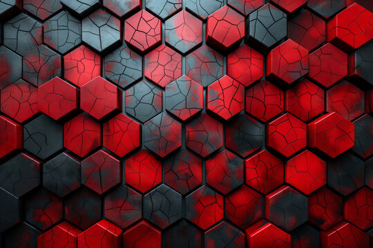 Fototapeta red hexagonal background wallpaper 