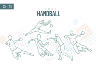 sport volleyball, handball Tournament Summer Games , sports games hand-drawn doodles. vector illustration set