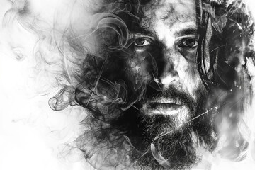 Sacred Shadows: A Black and White Religious Rendering of Jesus