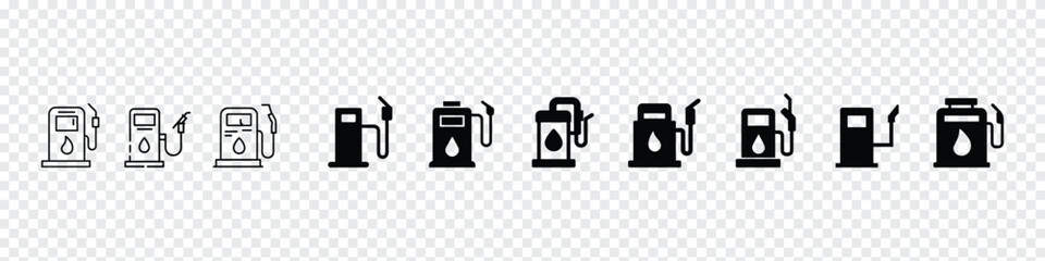 Fuel pump icon. Gas station icon, Refinery icon. Oil an gas icon elements. Fuel pump icon. gas pump icon, Gas station icon. Electric charge symbol. Petrol pump signs. Fuel gasoline symbols. Fuel pump - obrazy, fototapety, plakaty