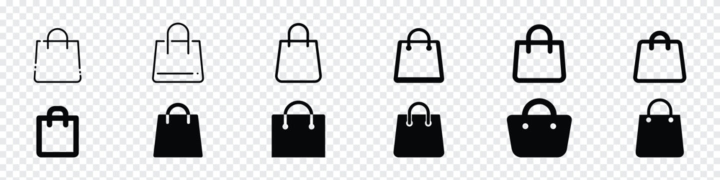 shopping bag icon, shopping bag Vector icon, Shopping bag outline icon.  Set of Shopping Bag Related Vector Line Icons. Bag icon set in thin line style