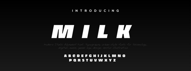 Fototapeta na wymiar A sports minimal tech font letter set. Luxury vector typeface for company. Modern gaming fonts logo design.