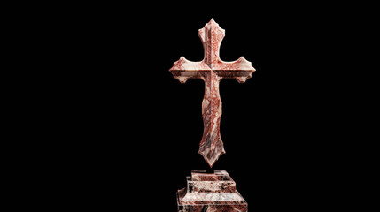 Marble cross on a black background