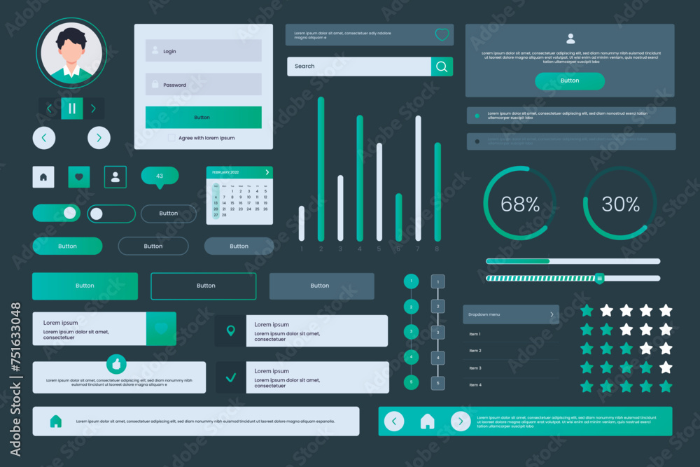 Poster free vector flat minimal ui kit template design